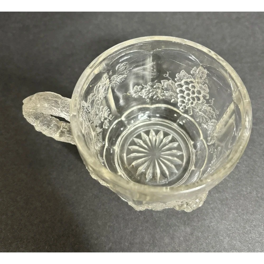 4 L G Wright Glass Panel Grape Punch Cup Clear Pressed Glass Vintage MCM